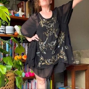 Millau black beaded dress gold